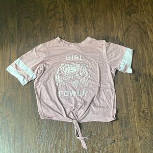 Pink girl power crop top large